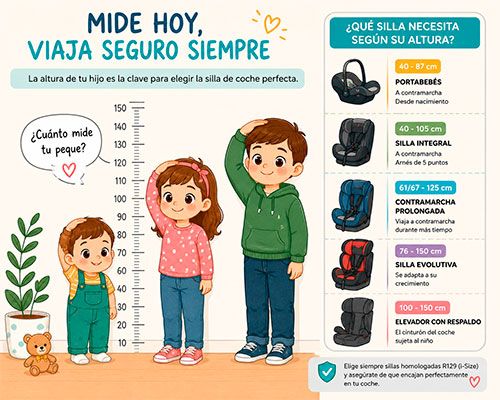 Qué silla de coche necesita mi hijo según su altura: guía 2026 de 40 a 150 cm 1